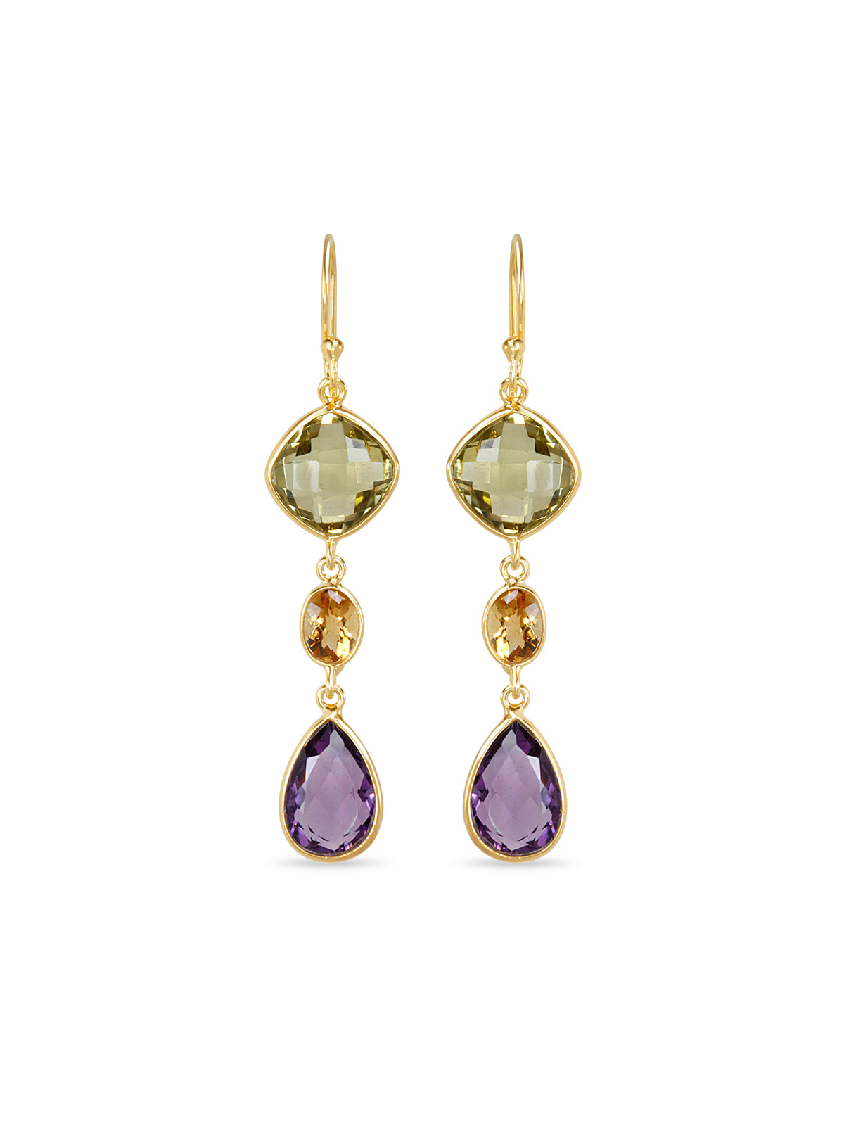 Lemon Crowned Amethyst Earrings