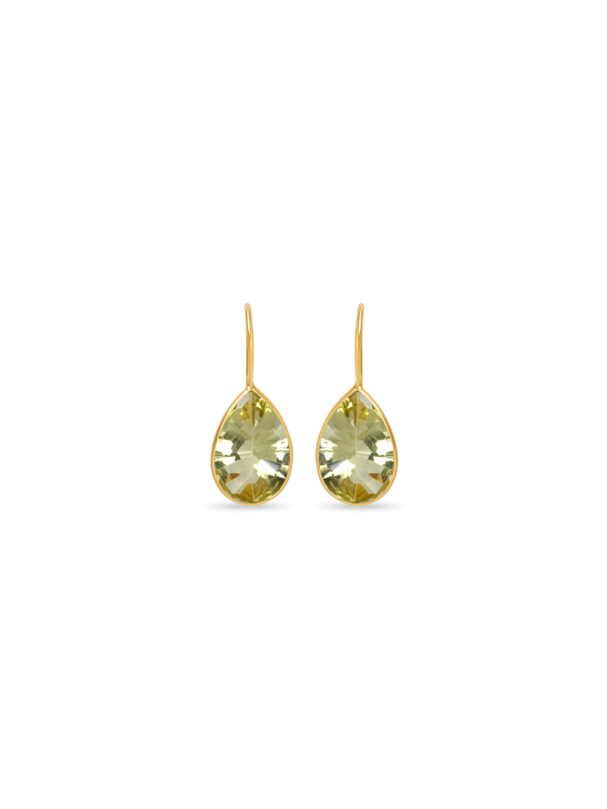 Lemon Quartz Solitaire Drop Earrings
