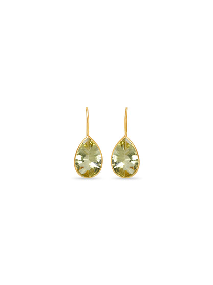Lemon Quartz Solitaire Drop Earrings