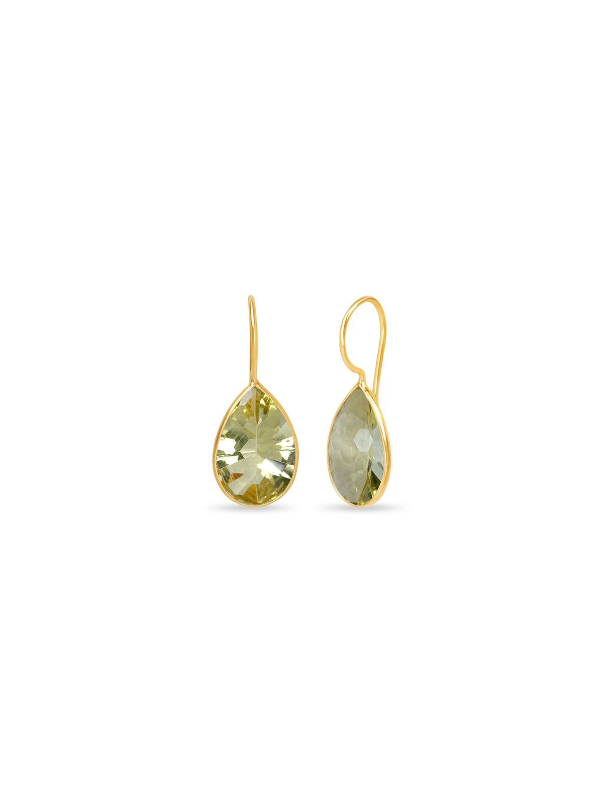 Lemon Quartz Solitaire Drop Earrings