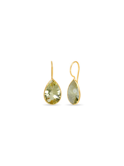 Lemon Quartz Solitaire Drop Earrings