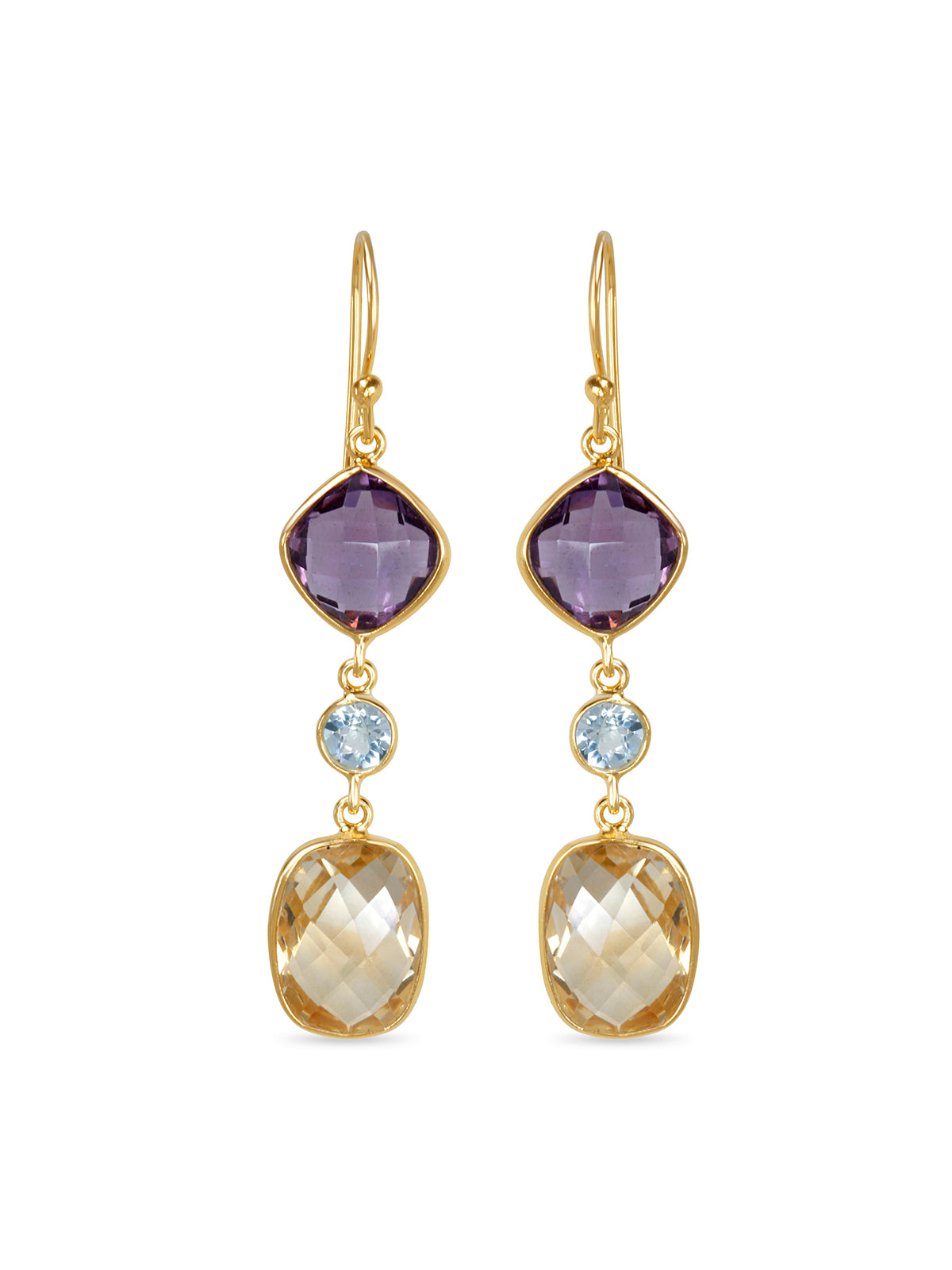 Tri Gem Citrine Earrings