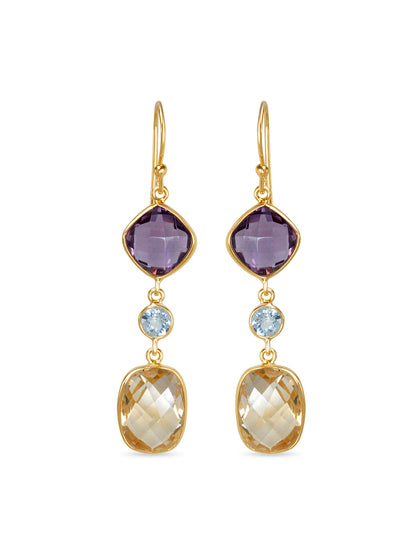 Tri Gem Citrine Earrings