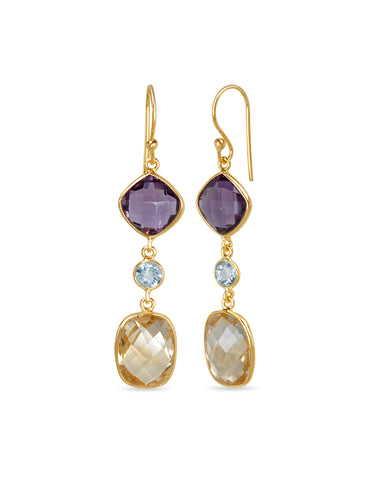 Tri Gem Citrine Earrings