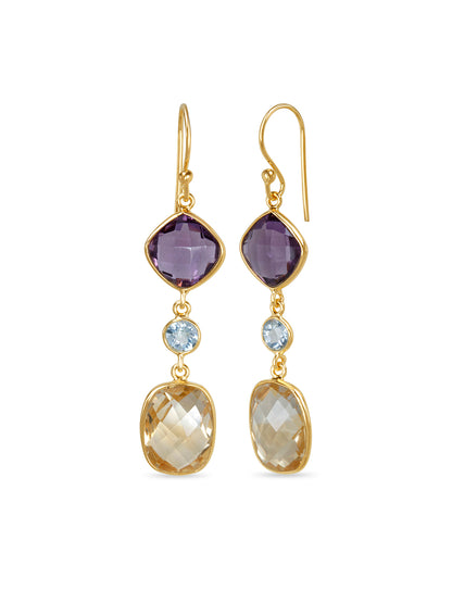 Tri Gem Citrine Earrings
