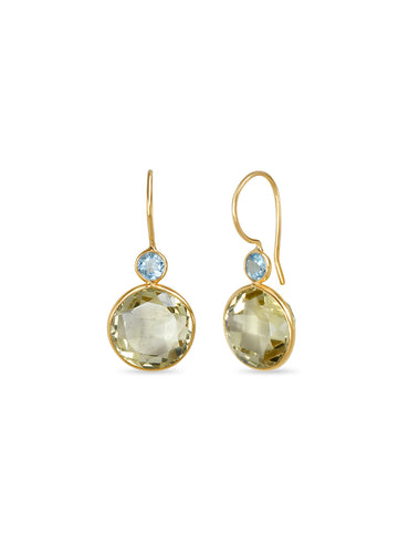 Topaz Crowned Lemon Quartz Earrings