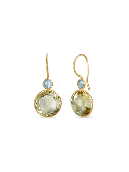 Topaz Crowned Lemon Quartz Earrings