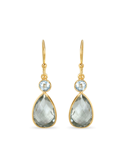 Topaz Crowned Green Amethyst Earrings