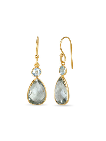 Topaz Crowned Green Amethyst Earrings