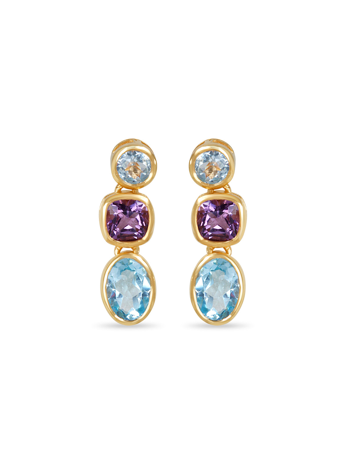 Twin Topaz Amethyst Earrings