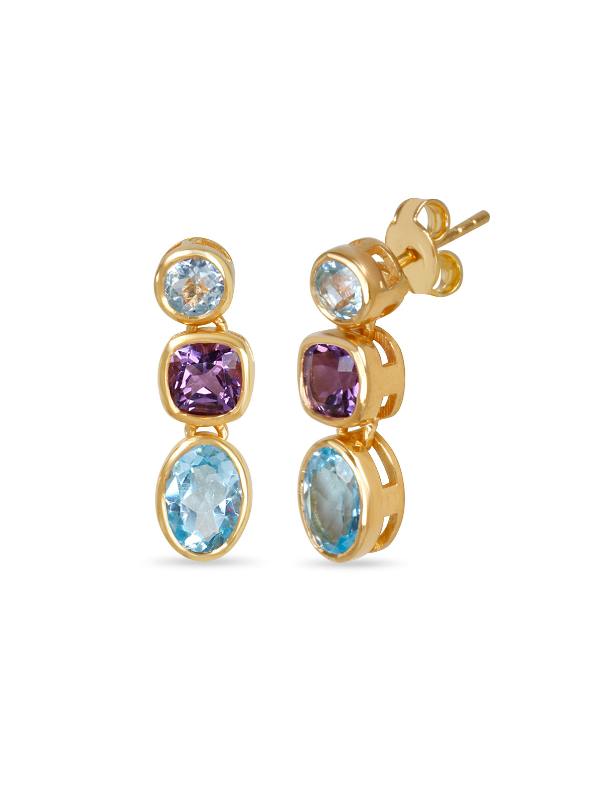 Twin Topaz Amethyst Earrings