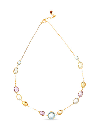 Amethyst, Citrine & Topaz Station Necklace