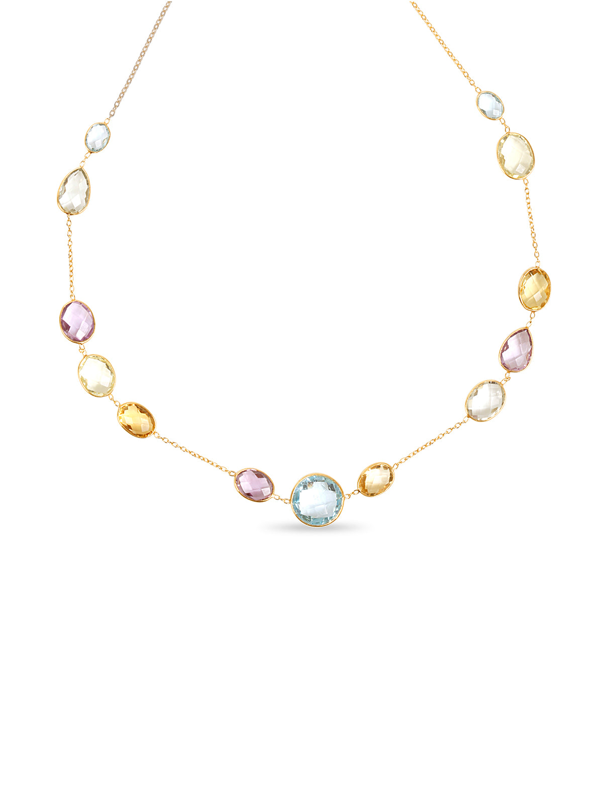 Amethyst, Citrine & Topaz Station Necklace