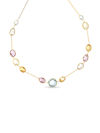 Amethyst, Citrine & Topaz Station Necklace