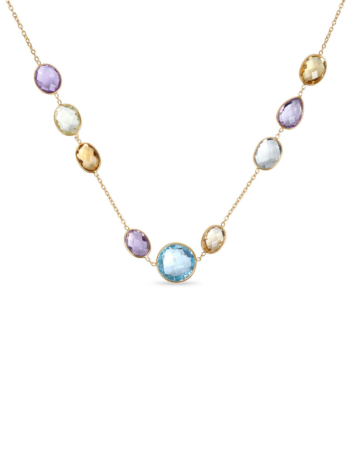 Amethyst, Citrine & Topaz Station Necklace