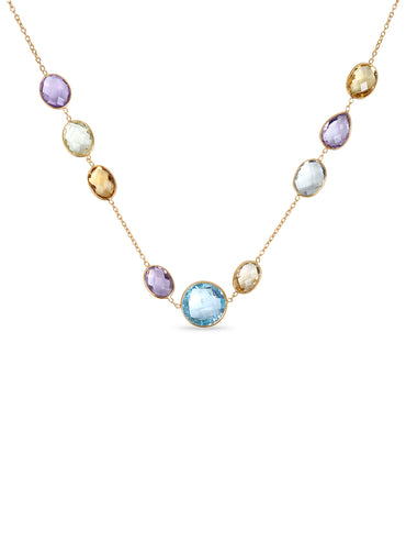 Amethyst, Citrine & Topaz Station Necklace