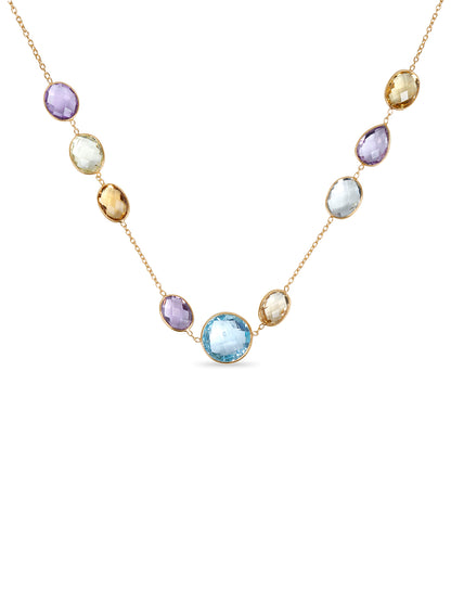 Amethyst, Citrine & Topaz Station Necklace