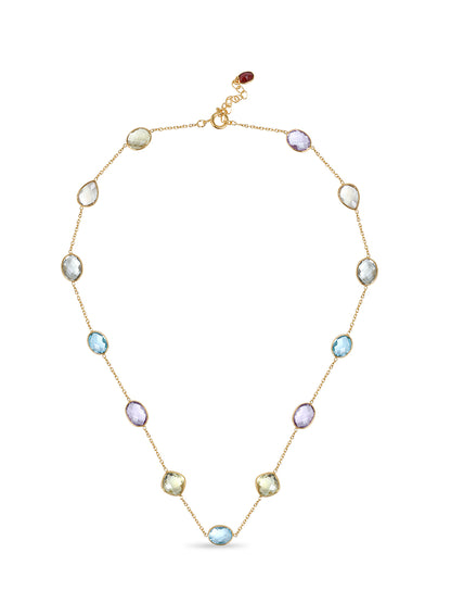 Amethyst, Topaz & Lemon Quartz Long Station Necklace