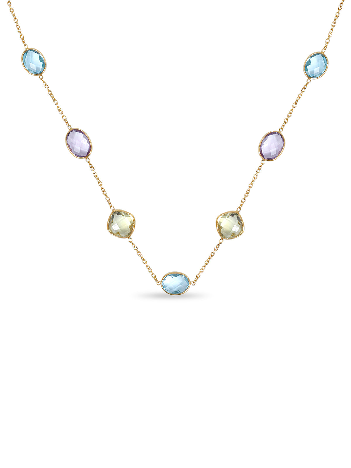 Amethyst, Topaz & Lemon Quartz Long Station Necklace