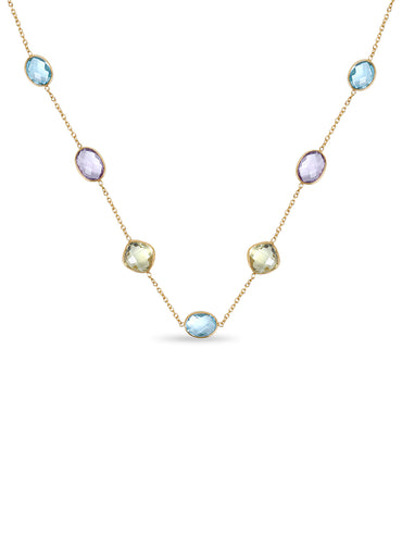 Amethyst, Topaz & Lemon Quartz Long Station Necklace