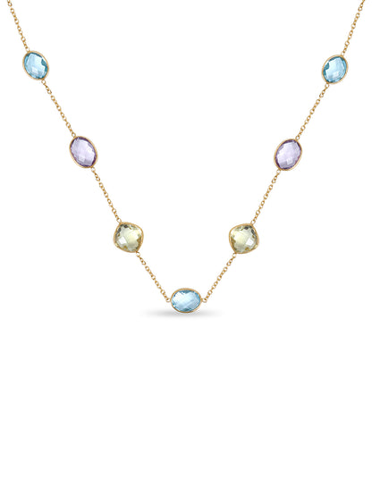 Amethyst, Topaz & Lemon Quartz Long Station Necklace