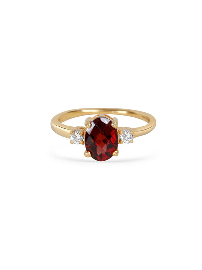 Silver Gold Plated Garnet Afterglow Ring