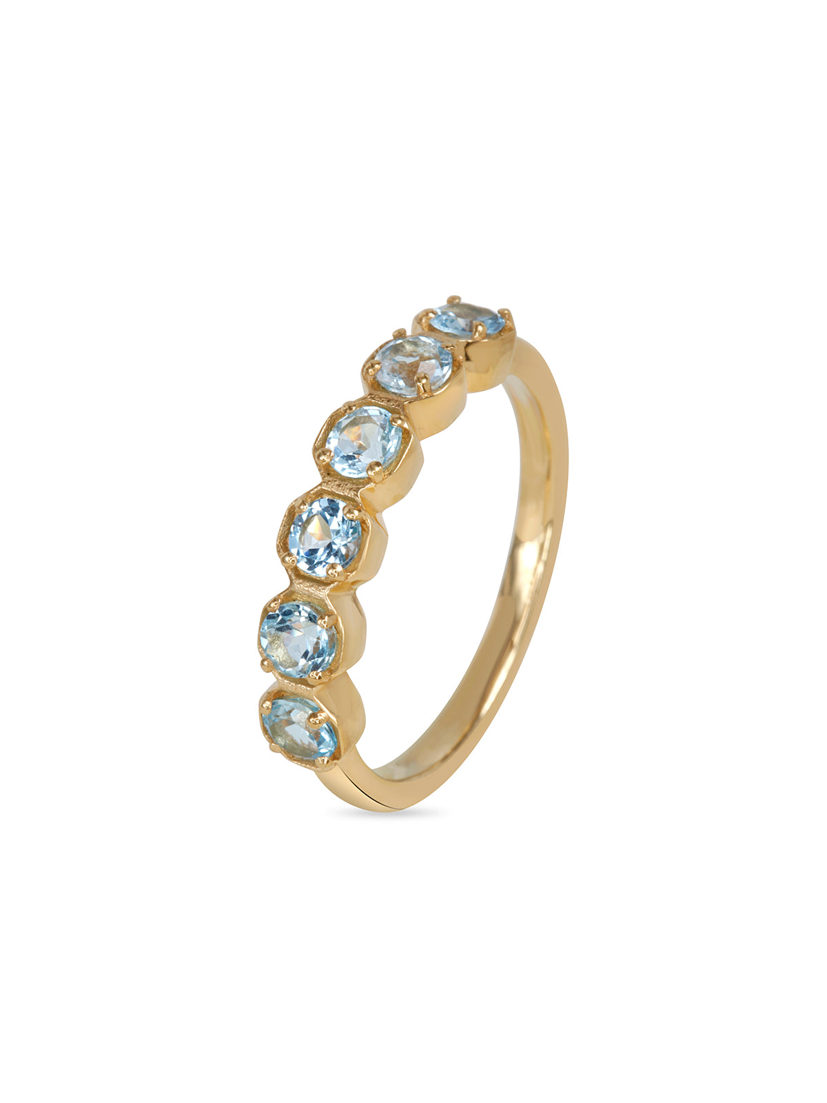 Ocean Whisper Blue Topaz Half-Eternity Ring