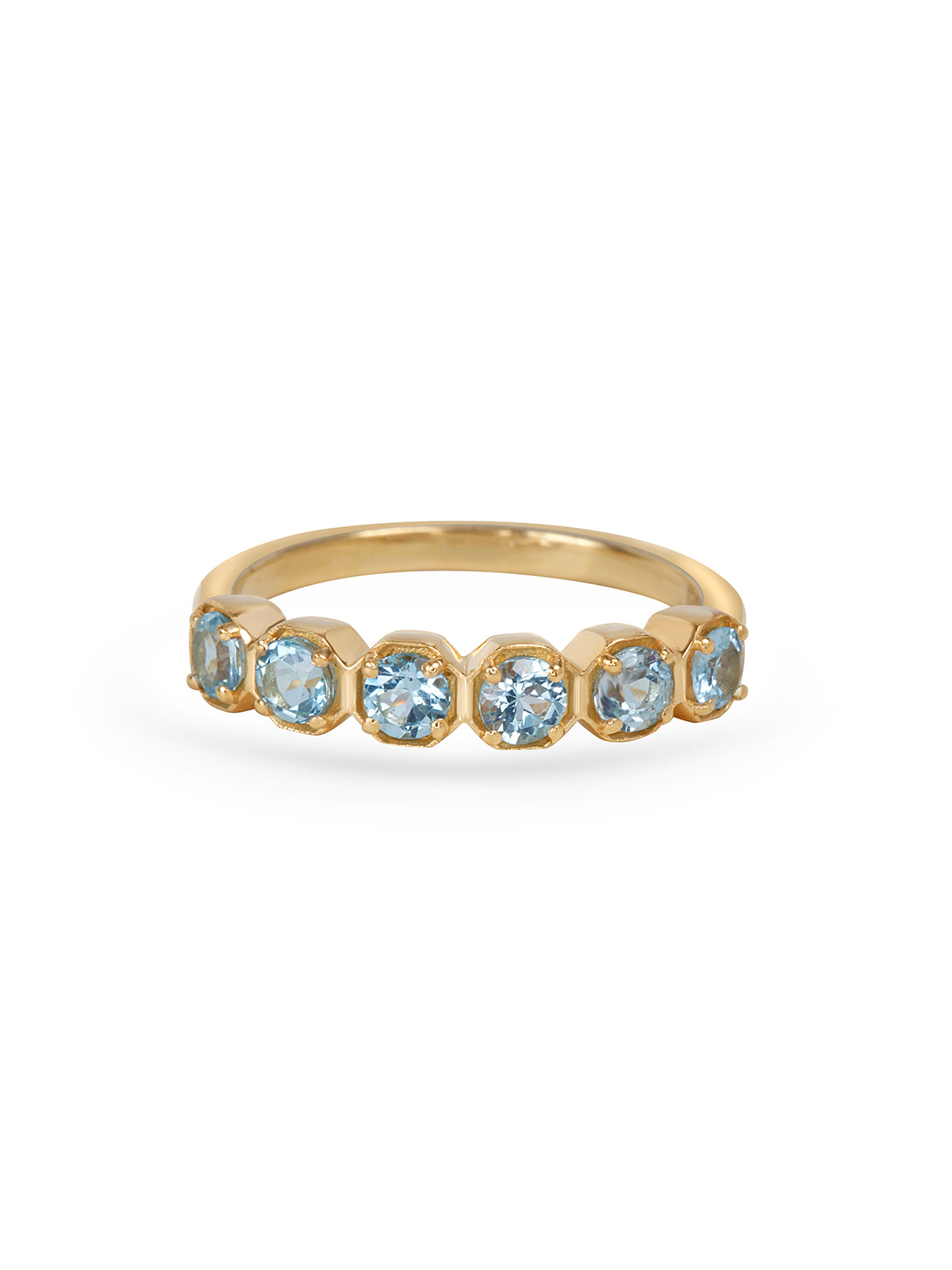 Ocean Whisper Blue Topaz Half-Eternity Ring