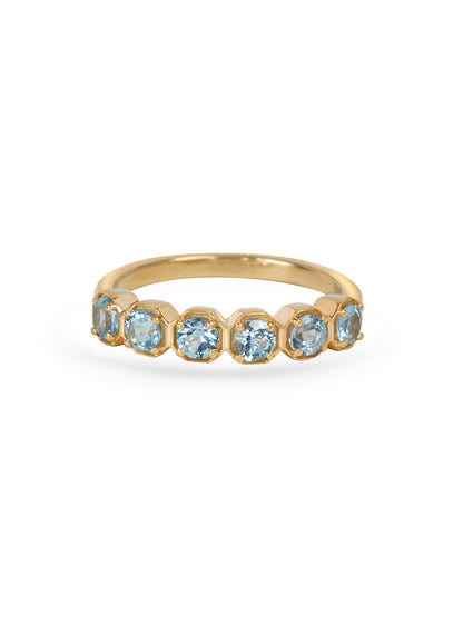Ocean Whisper Blue Topaz Half-Eternity Ring