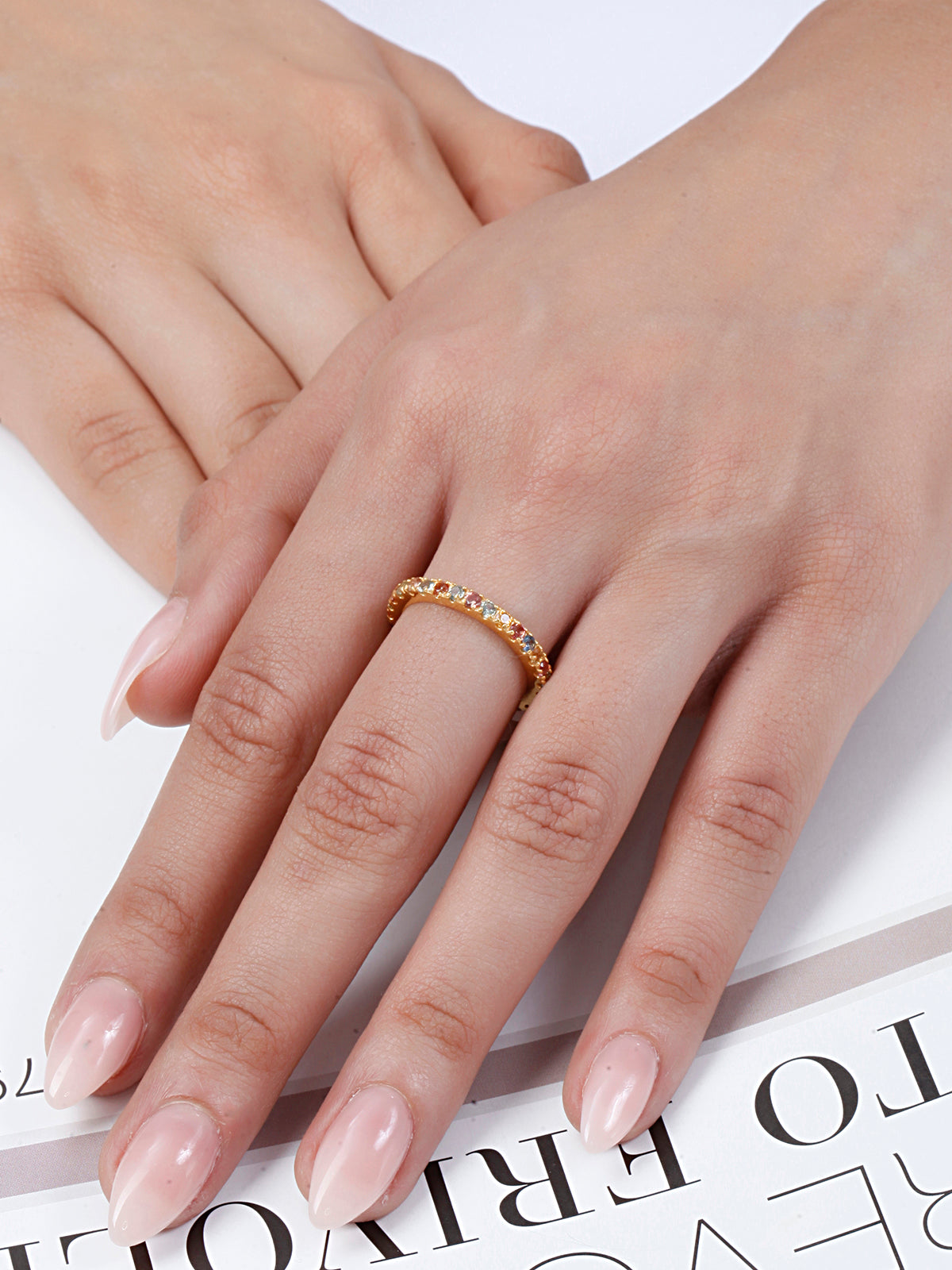 Multi Gemstone Eternity Band Ring