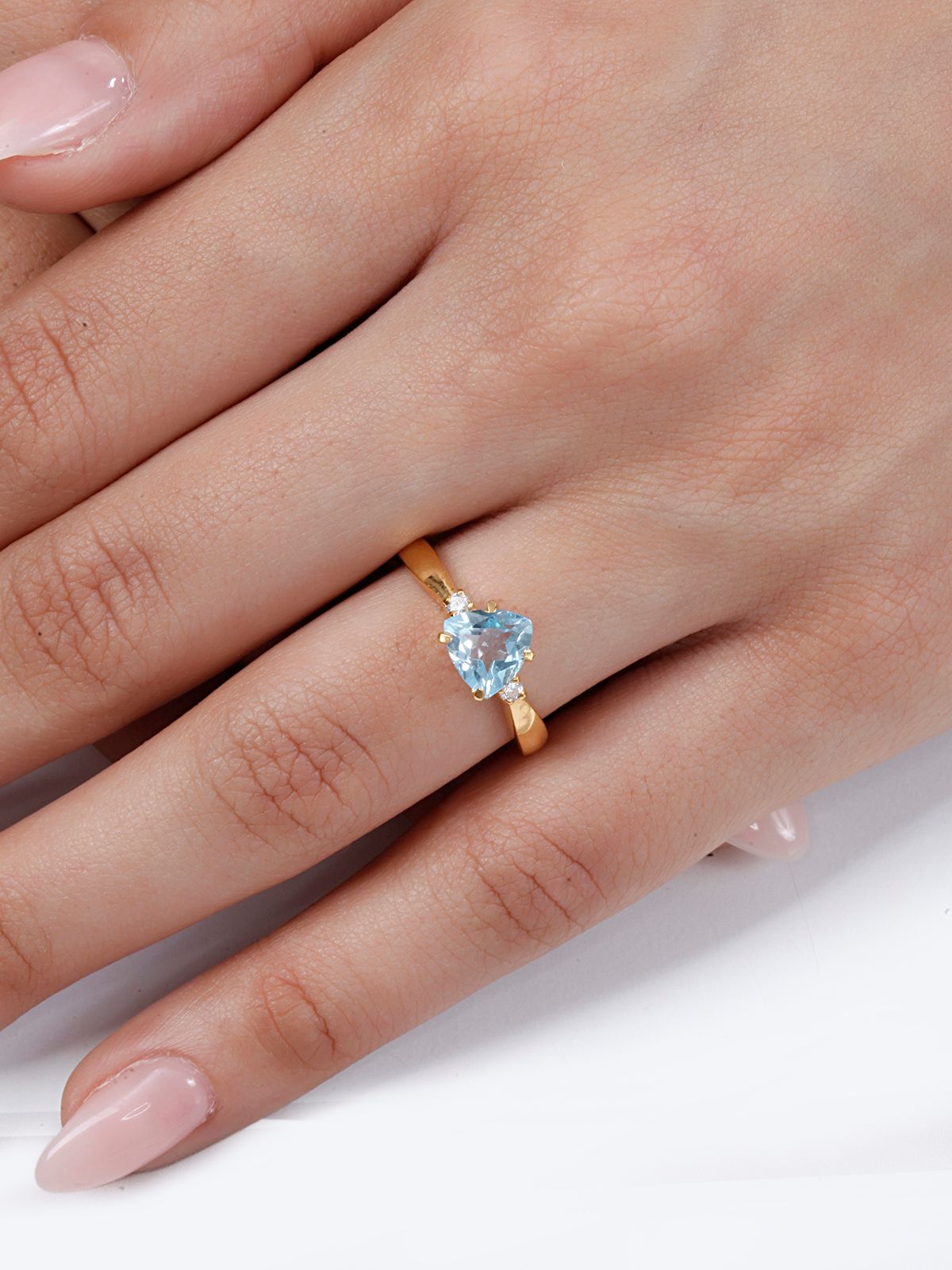 Aqua Trillion Blue Topaz Ring