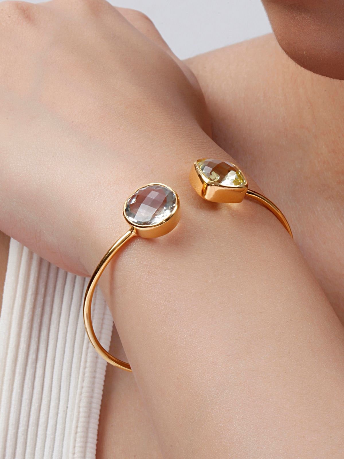 Crystal & Lemon Quartz Toi et Moi Cuff