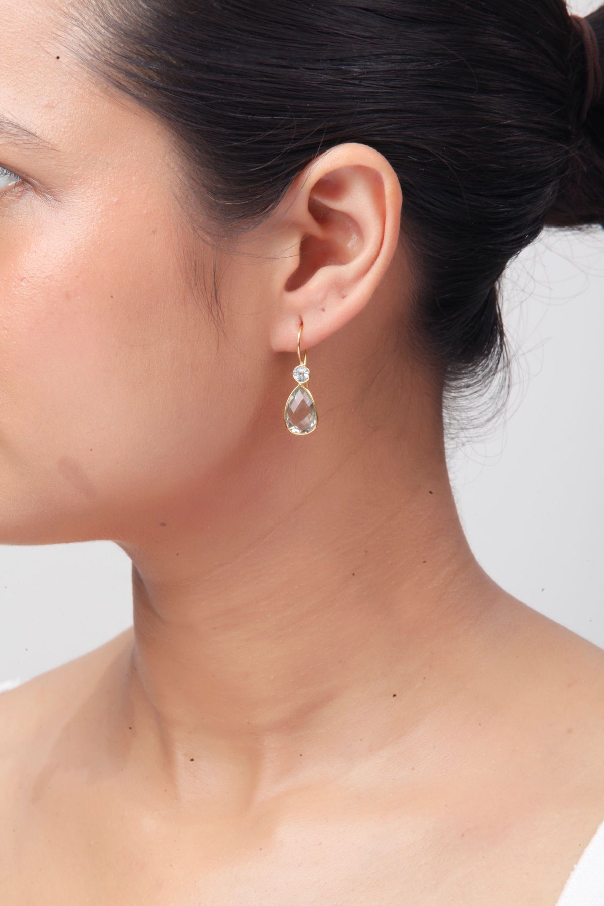 Topaz Crowned Green Amethyst Earrings