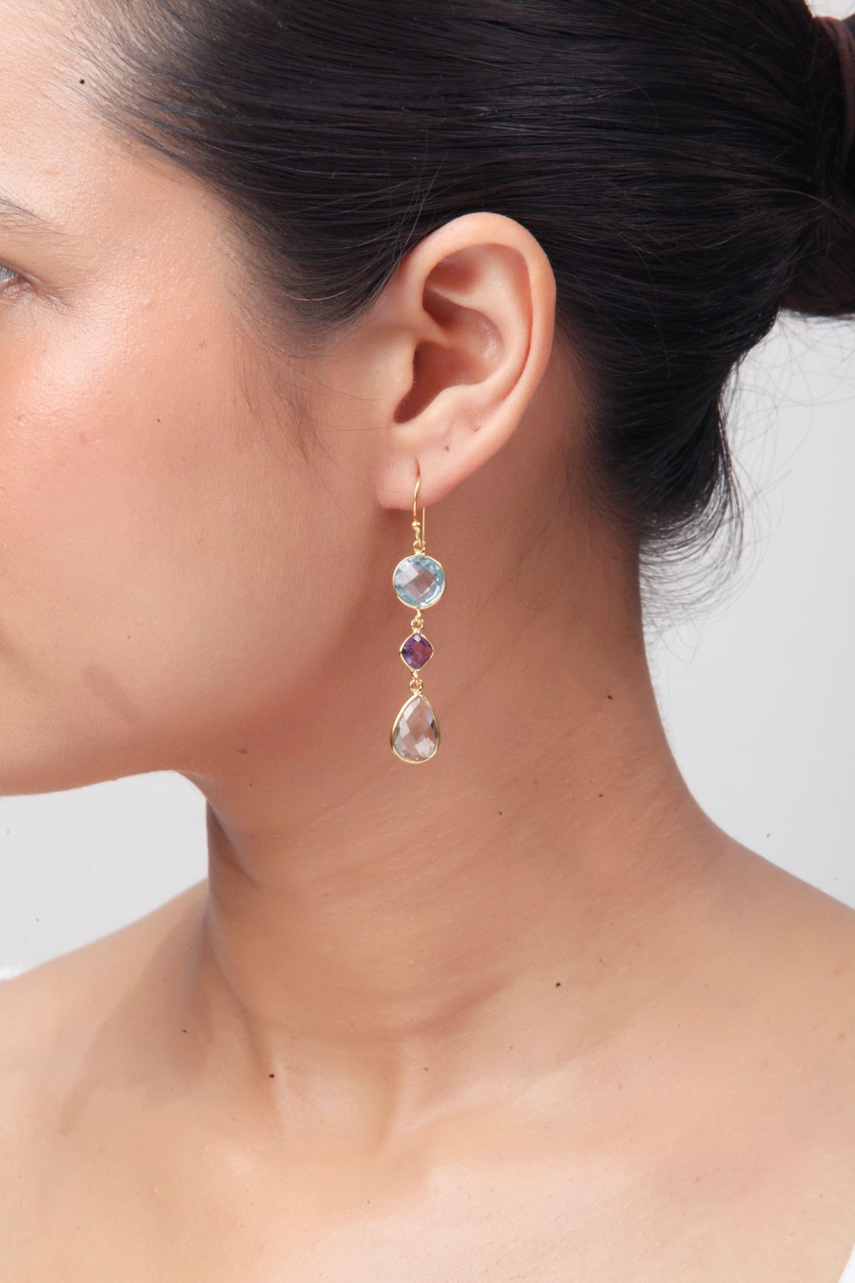 Topaz Amethyst Lemon Earrings