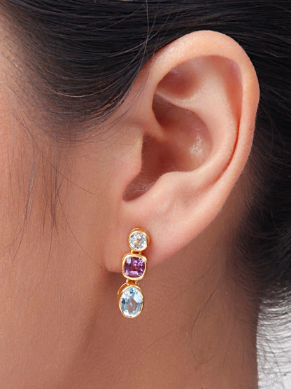 Twin Topaz Amethyst Earrings