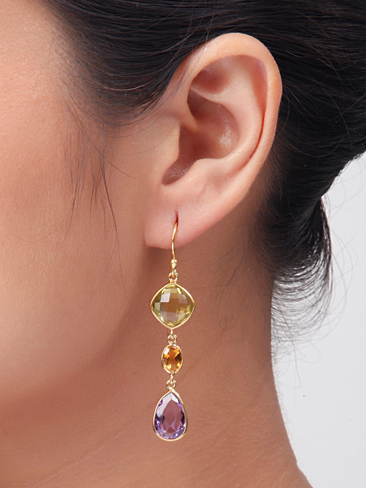 Lemon Crowned Amethyst Earrings