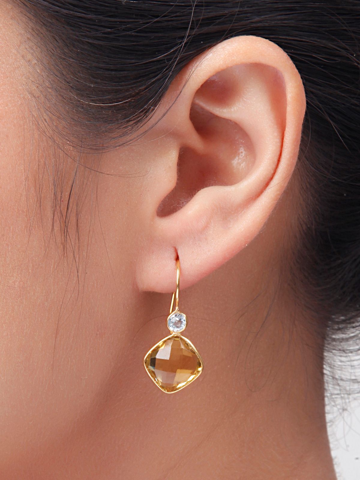 Citrine Cushion Topaz Earrings