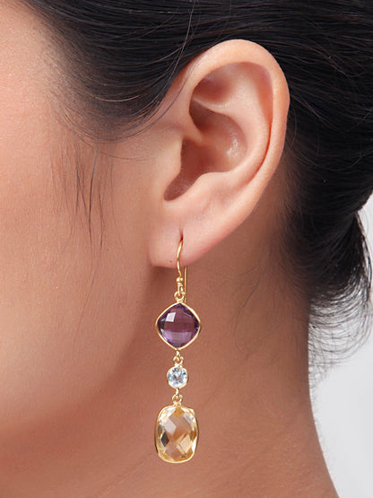 Tri Gem Citrine Earrings