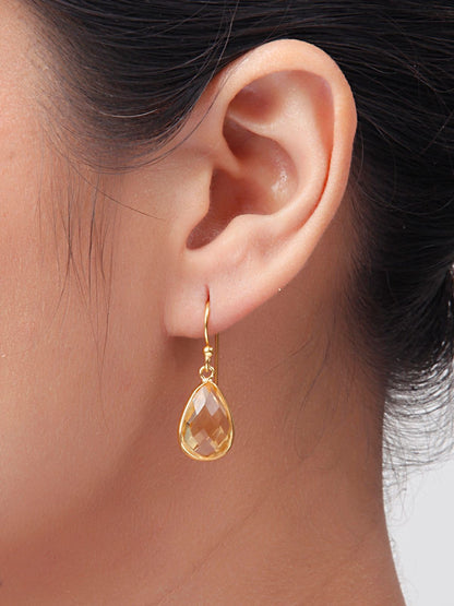 Citrine Solitaire Drop Earrings