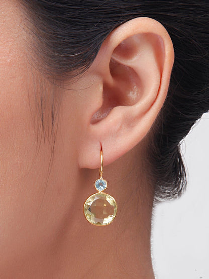 Topaz Crowned Lemon Quartz Earrings