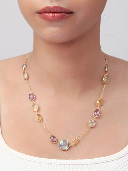 Amethyst, Citrine & Topaz Station Necklace