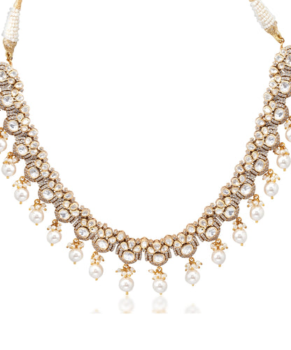 Silver Royal Moissanite And Pearl Necklace