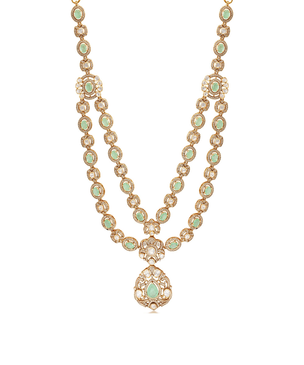 Silver Double-Layer Royal Jadau Style Necklace