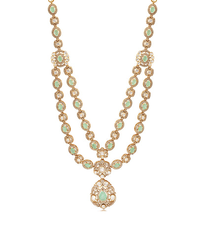 Silver Double-Layer Royal Jadau Style Necklace
