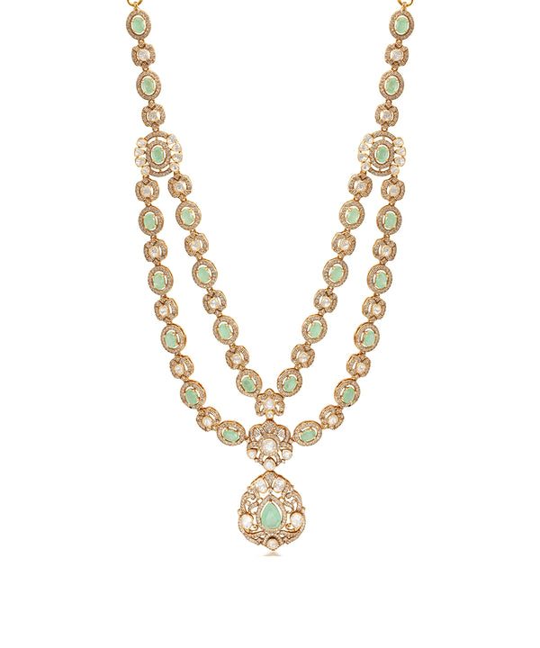 Silver Double-Layer Royal Jadau Style Necklace