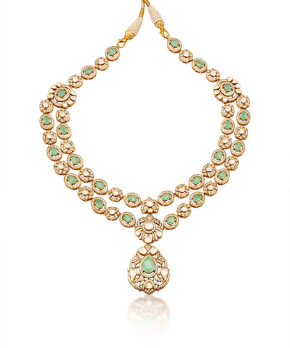 Silver Double-Layer Royal Jadau Style Necklace