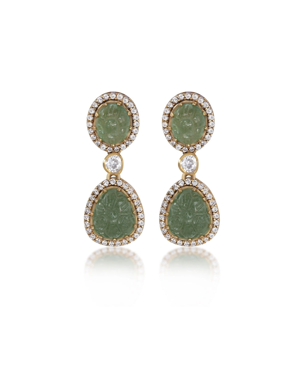 Silver Empress's Emerald Drop Earrings