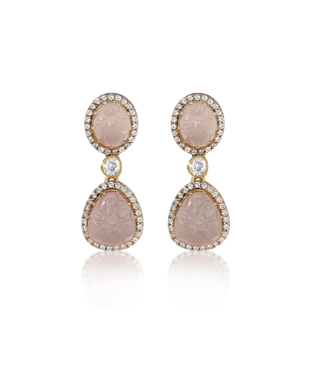 Silver Empress's Pink Drop Earrings