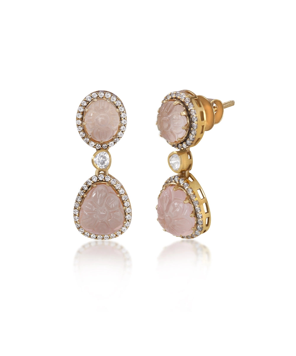 Silver Empress's Pink Drop Earrings