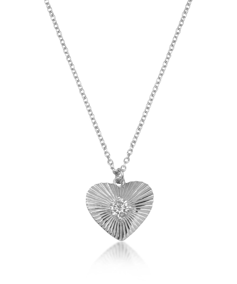 Silver Radiant Heart Necklace